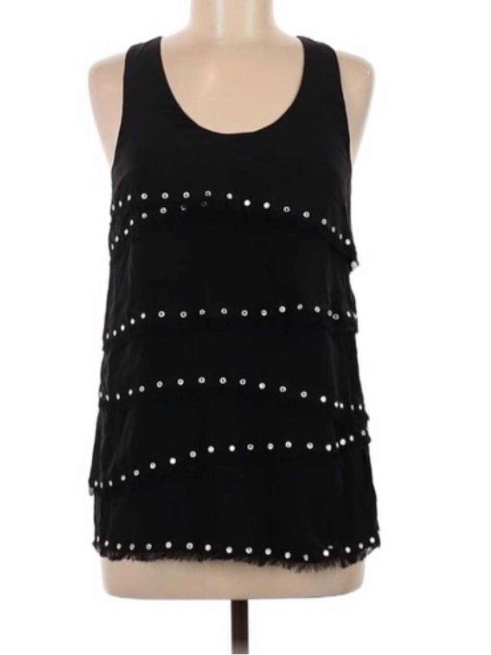 Madison Marcus Black Studded Layered Tank Racer Back Top